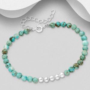 Bracelet Turquoises vert clair et argent 925ème