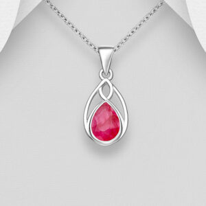 Pendentif en argent 925ème et Agate rose foncé