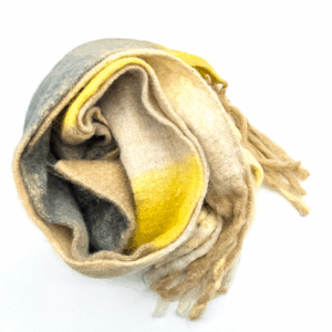 Echarpe sensation de Cashmire jaune, beige et gris