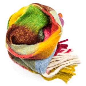 Echarpe sensation de Cashmire rouge, vert et moutarde