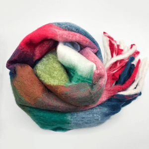 Echarpe sensation de Cashmire rouge, vert et bleu