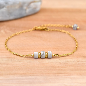 Bracelet Nora en acier inoxydable doré et Howlite