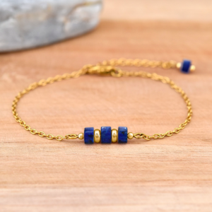 Bracelet Nora en acier inoxydable doré et Lapis Lazuli