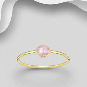 Bague en argent 925ème plaqué or 18k et Quartz Rose