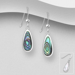 Boucles d'oreilles en argent 925ème et Nacre Blanche et d'Ormeau
