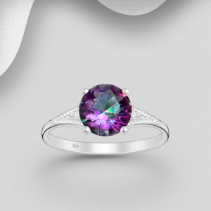 Bague en argent 925ème et Topaze Mystic