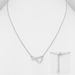 Collier Coeurs en argent 925ème et zyrconium