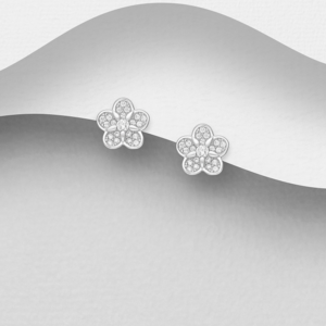 Boucles d'oreilles Fleurs en argent 925ème et Zyrconium