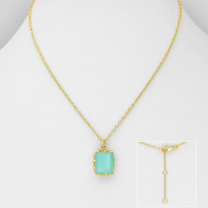 Collier en argent 925ème Plaqué Or 18k et Aqua Calcédoine