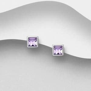 Boucles d'oreilles en argent 925ème et Swarovski élément Violet