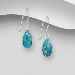 Boucles d'oreilles en argent 925ème et Turquoises et Cuivre
