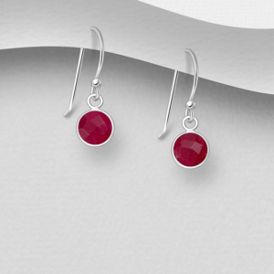 Boucles d'oreilles en argent 925ème et Agates Rose Foncé