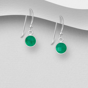 Boucles d'oreilles en argent 925ème et Onyx Vert