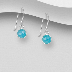 Boucles d'oreilles en argent 925ème et Calcédoines Bleu Ciel