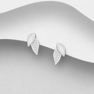 Boucles d'oreilles feuilles en argent 925ème et zyrconium