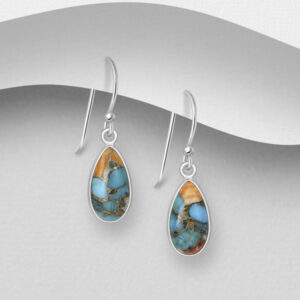 Boucles d'oreilles en argent 925ème et Turquoises, Huîtres et Cuivre