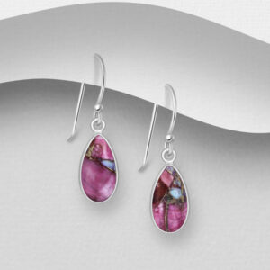 Boucles d'oreilles en argent 925ème et Turquoises rose et Cuivre
