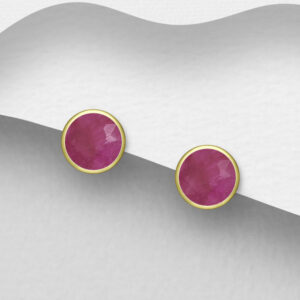 Boucles d'oreilles en argent 925ème plaqué or 18k et Quartz teinté de rose
