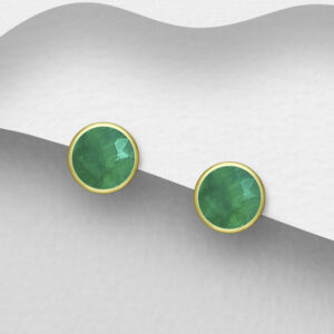 Boucles d'oreilles en argent 925ème plaqué or 18k et Onyx vert
